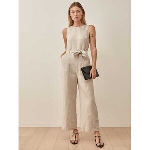 REFORMATION Naomi OATMEAL BEIGE Linen Jumpsuit size 6